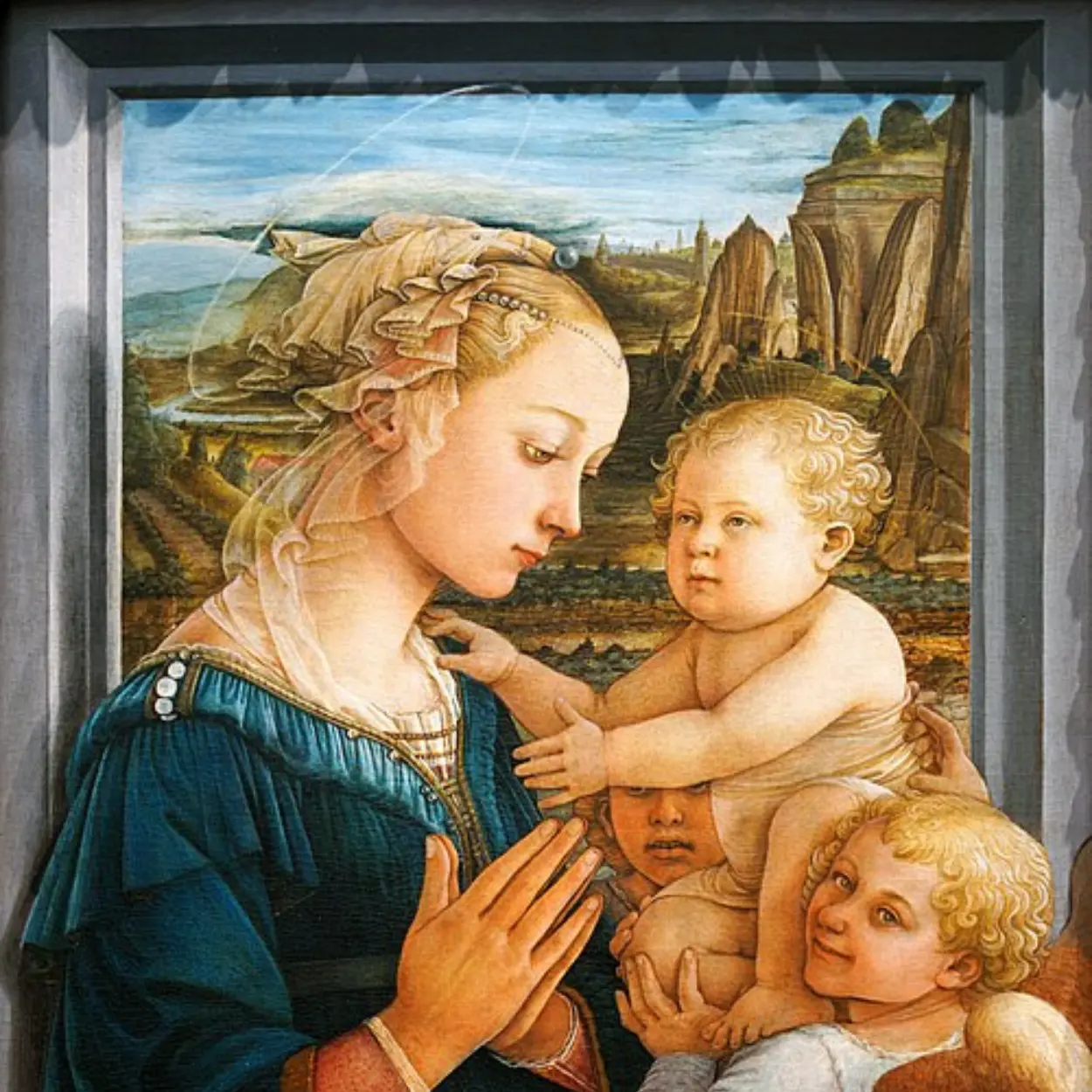 Renaissance painting of the Madonna and Child with angels